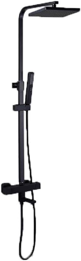 Hand Shower LightAll-copperBlackSquareThermostatShowerSetHomeShowerHandSprayFour-speedBoosterNozzleInstallationSimpleadjustable