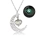 Onairmall Luminous Series Moon Love Heart Pendant Necklace Fluorescent Necklace,Glow in the Dark (Green)