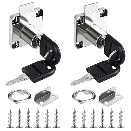 2 Pièces 22mm Serrure de Tiroir de Bureau, Serrure Meuble avec Clés, Verrou Placard pour Trous de Montage Standard de 16 mm Diamètre, Verrou de Meuble...