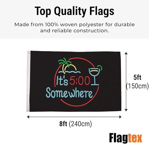 Bandera grande de neón decorativa Flagtex It's 5 O'Clock Somewhere para pared 3