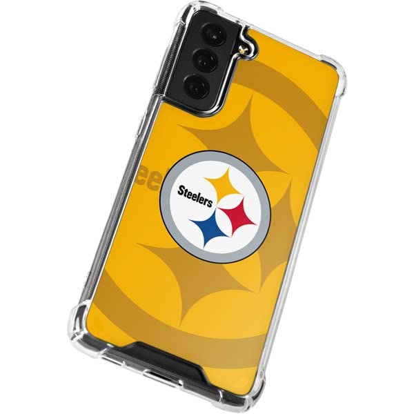 Skinit Clear Phone Case Compatible with Galaxy S22 - Officially Licensed NFL Pittsburgh Steelers Double Vision Design