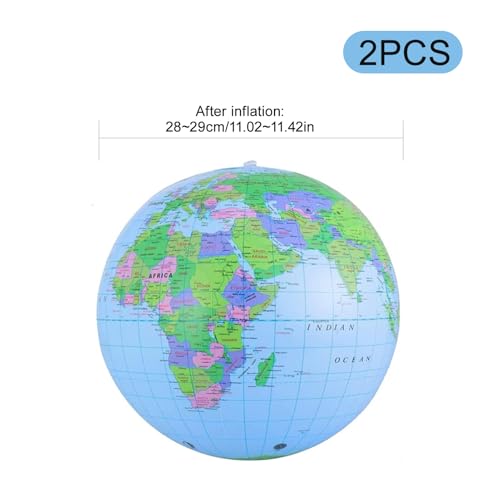 2 Stück Wasserball Aufblasbar,Globus Aufblasbar 16 Zoll,Wasserball Weltkugel,World Globe für Garten Strand Pool Wissenschaft Geographie Bildung