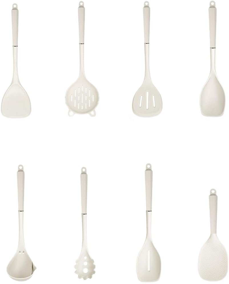JSDNGURK 調理器具8点セット シリコンハンドル ノンスティックフライパンスパチュラ スープスプーン 炒め物用ライススプーン