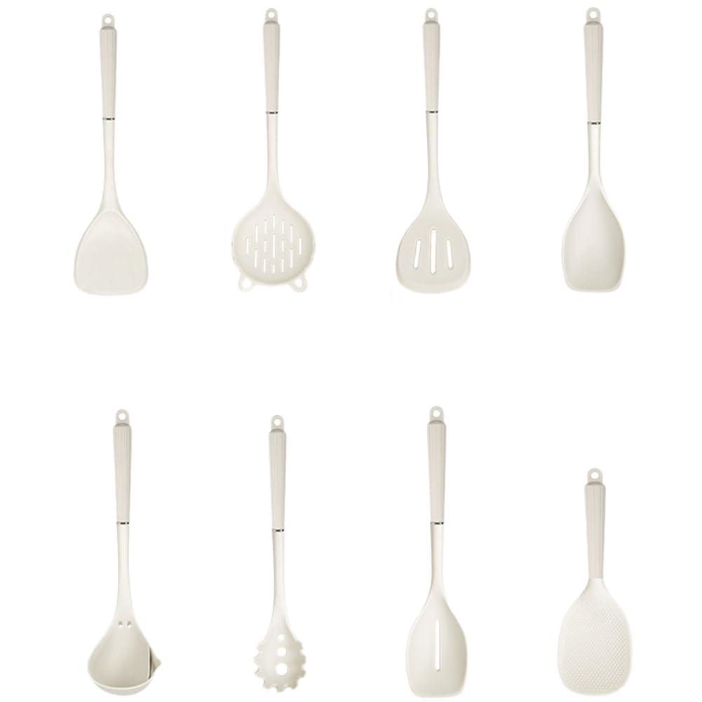 Vjsujehgy Full Home Use Cooking Utensil Set 8pcs Silicone Handle Non-Stick Pan Spatula Soup Spoon Stir-Fry Spatula Rice Spoon