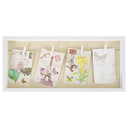 BESCH Marco de Foto en Portafoto Múltiple con Pinzas para 4 Fotos y de Madera para Pared en formato Collage (Madera Blanca, 52x23cm)