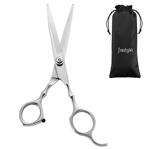 JewelryWe Professional Stainless Steel Barber Scissor Hair Cutting Set 6.7" - Straight Edge Hair Scissor