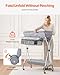VEVOR Baby Changing Table, Foldable Diaper Change Station with Side Basket, Adjustable Height Changing Table with Lockable Wheels, Multi-Functional Nursery Storage Organizer, Light Gray
