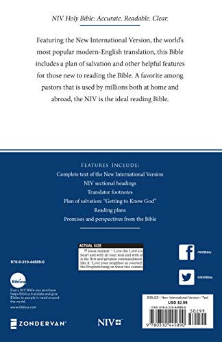 Zondervan 069429 Niv, Economy Bible, Paperback: Accurate. Readable. Clear. thumb #2