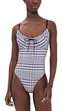 Good American Women's Plaid Drawstring Swimsuit, fig Plaid, M
