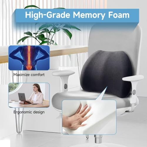 Image of TOPABYTE 2 Set Combo Car Neck & Back Pillow Memory Foam Support Cushion, Neck Pillow for Car Headrest, Car Seat Back Support for Long Drives, Cars Pillows for Back Side Comfort, Universal Fit Design
