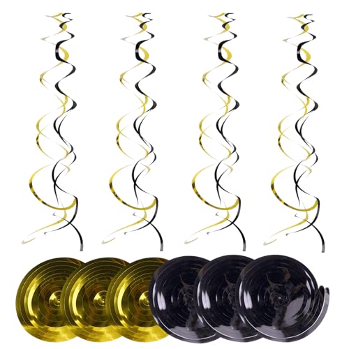 36 pezzi girelle decorative da appendere, stelle filanti, ghirlanda a spirale, colore nero, oro a spirale, stelle filanti per compleanno, matrimonio, Natale, feste, carnevale, baby shower, Capodanno