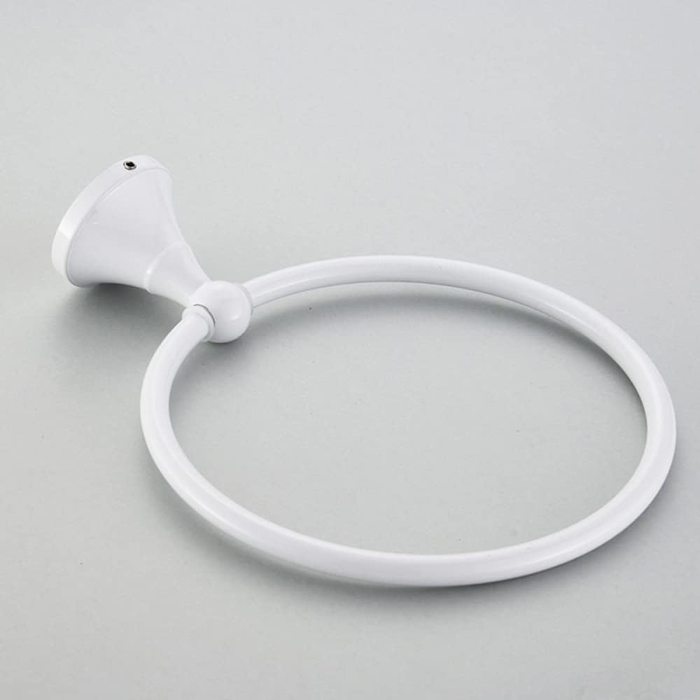 LSLYTQ White Round Towel Ring, Bathroom Round Antique Brushed Old Towel Rack, Towel Hanging Ring