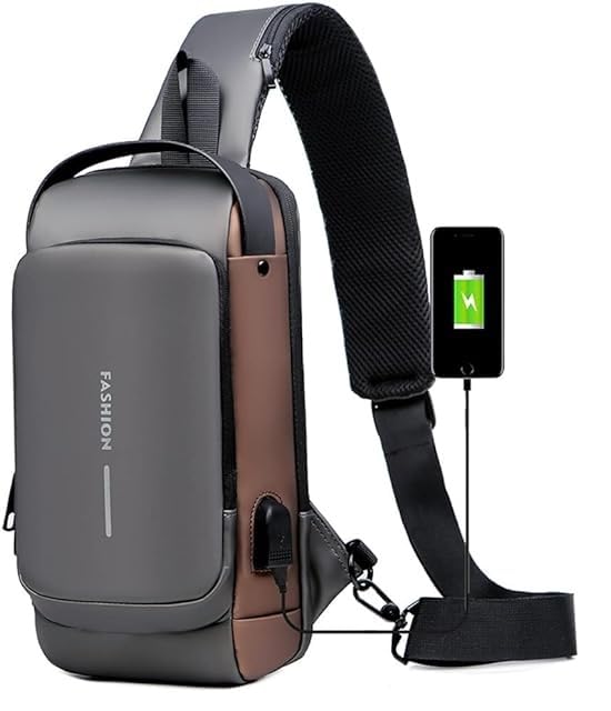 Image of TMG Crossbody Sling Bag for Steam Deck|Nintendo Switch OLED Console|iPad,Waterproof Chest Daypack with USB Charging, Shoulder Backpack for Men|Women (Mettalic Grey)