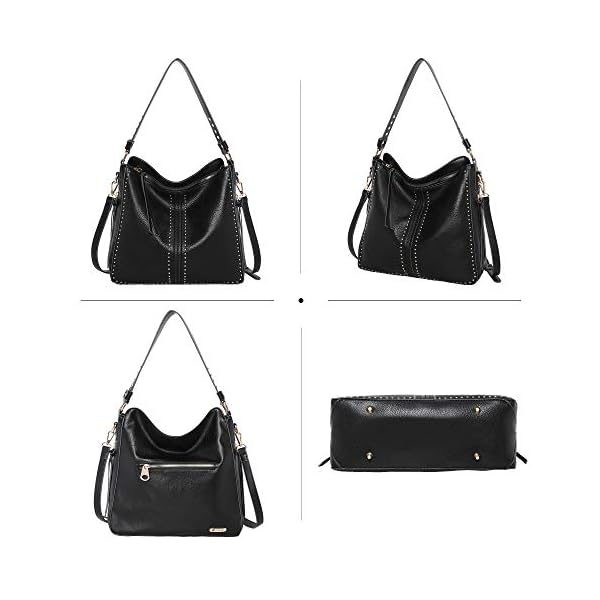 Montana West Large Hobo Handbag for Women Studded Leather Shoulder Bag Crossbody Purse With Tassel MWC-1001BK