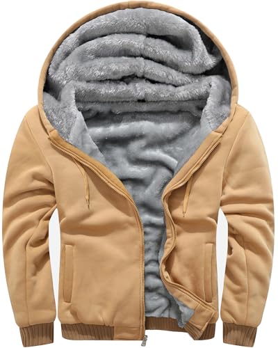 MACHLAB Men's Fleece Hoodie Jacket Full Zip Warm Coat