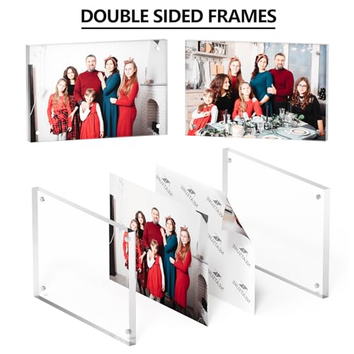 Neatsure 4x6 Acrylic Picture Frame 1 Pack, Clear Freestanding Double Sided Frameless Magnetic Photo Frames, Desktop Display Decor Gift