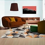 Home My Own - Alfombra moderna con estampado geométrico de pelo corto, 133 x 190 cm