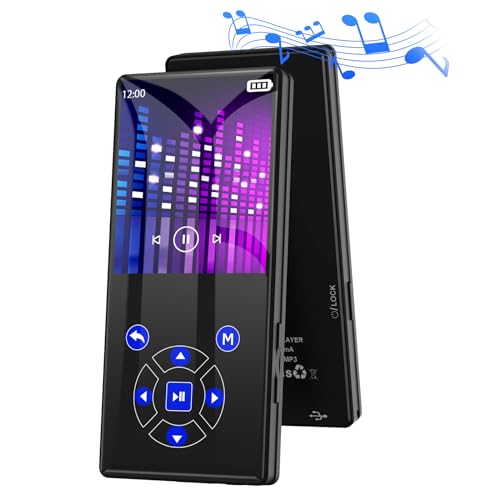 Gueray MP3 Player Bluetooth 64GB Build-in HiFi Speaker Bluetooth 5.0 Portable MP3 FM Radio Photo E-Book Reader Supports up to 128GB Black