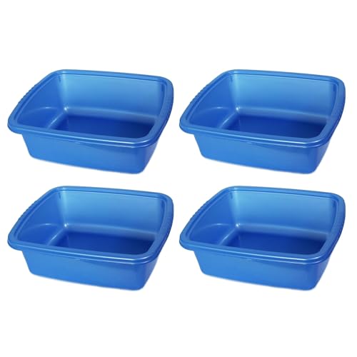 YBM HOME Plastic Dish Pan Basin, Blue, Pack of 4