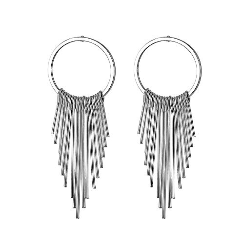 Globalwin Jewellery Stylish Metal Lady Earring Drop Ear Studs Ear Dangler Ear Hoops Handmade Earrings for Women (Silver)