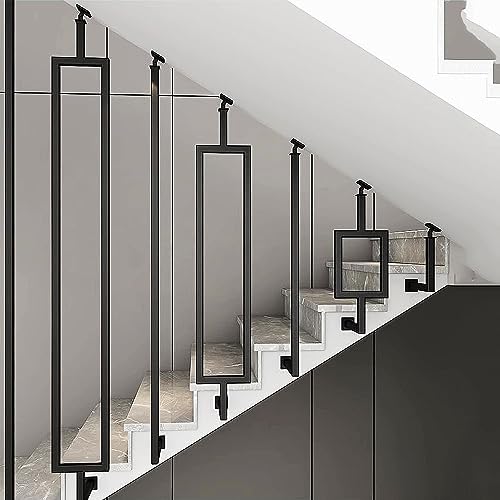 Modern Wrought Iron Stair Balusters - Satin Black Metal Railing for Staircase, Corridor, Attic & Porch Décor - 120cm (47.24inch) Decorative Spindles