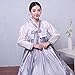 XINFU Women's Korean Traditional Hanbok Sets Long Sleeve Colorful Cosplay Costume Dress, Whitegrey, Large