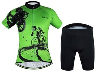 Generic Men Unisex Breathable Comfortable Padded Short Sleeve Bike Cycling Clothing Set - M Green Dot Price In India