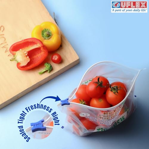 Image of Zip Lock Bag with Zipper | Medium Pack of 2 (20 Bags, 28x26 cm) | Ziplock Bags for Fridge & Travel Packing | Zipper Pouch & Zip Lock Covers for Food, Vegetables & Kitchen Storage