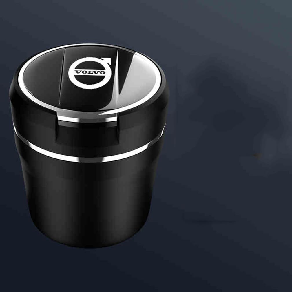 Car Ashtrays, for Volvo XC40 XC60 XC70 XC90 S60 S40 Travel Portable Smell Proof Smokeless With Lid Storage Garbage, Auto Accesorios,B-Silver- Medium