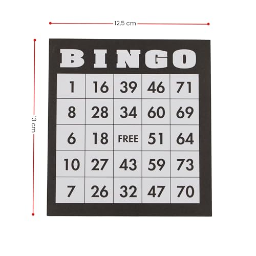 Kyto Bingo Karten Set 500 Stück - 500 Verschiedene Karten (12,5cm x 13cm) Set aus Papier, Zusatzkarten für traditionelles Bingospiel für Spieleabende mit Freunde, Familie & Kinder Bingo