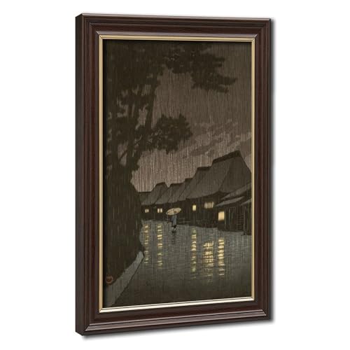 Impression sur toile Kawase Hasui Rain at Maekawa avec cadre de qualité