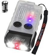 BORUIT V20 Mini Lampe de Poche, 180 Degrés Rotatif Lampe Torche, avec 110dB Alarme Buzzer, 1000 lumen 13 Modes, IP67 étanche, Queue Magnétique, pour Urgence Camping Extérieur (blanc