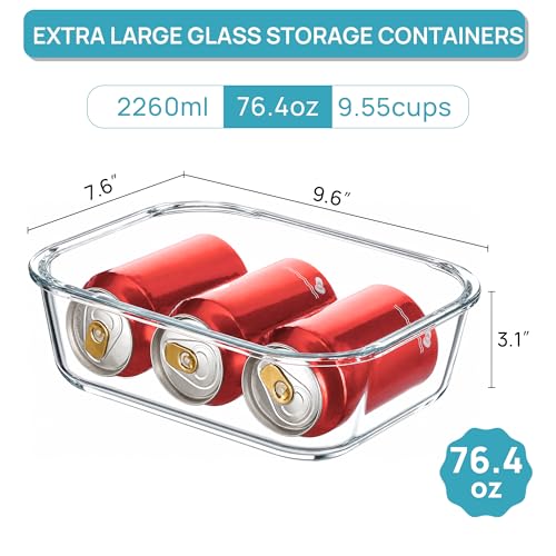 Image of Vtopmart 1Pack 2260ml /76.4oz Extra Large Glass Storage Container with Lid