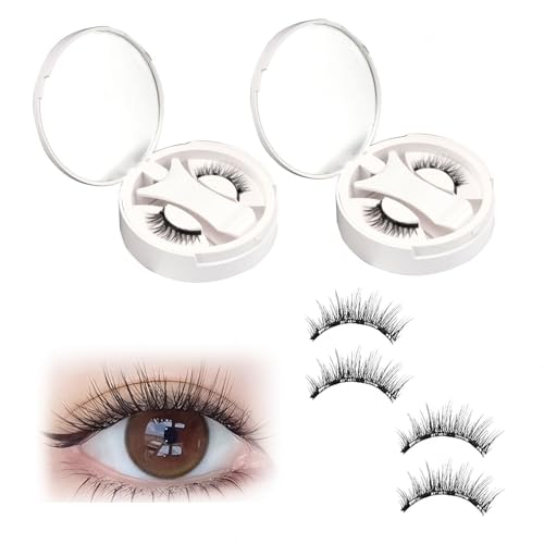 マグネット式つけまつ毛, 2ペア接着剤不要 超軽量 再利用可能 クリップ付き 収納ボックス付き magnetic eyelashes, 防水/防汗/初心者/通勤/旅行