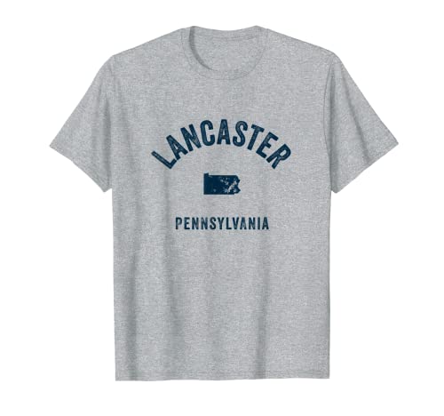 Lancaster Pennsylvania PA Vintage 70s Sports Estampado azul marino Camiseta