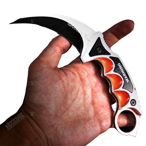 CSGO Karambit Advanced Tactical Knife Survival Knife Hunting Knife Fixed Blade Knife Razor Sharp Edge Camping Accessories Camping Gear Survival Kit Survival Gear 51763 (Asiimov)
