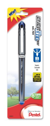 Pentel EnerGel NV Liquid Gel Pen, 1.0mm, Bold Line, Capped, Metal Tip, Blue Ink, 1 Pack (BL30BPC)