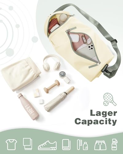 Image of Small Gym Bag for Women Waterproof Mini Duffle Bag Womens Spotrs Workout Bags Small Travel Duffel Bag with Wet Pocket Carry on Weekender Bags for Dance Swimming,Gym,Yoga,Fitness Beige Green