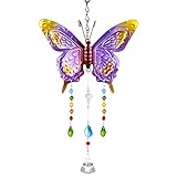 Fuyamp Butterfly Crystal Sun Catcher Hanging Crystals Rainbow Maker Crystal Ball Prism Pendant...