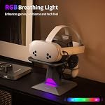 ANNAPRO CD1 Charger le quai pour Meta Quest 3S/Quest 3/Quest 2, Câble de recharge rétractable à charge VR Casque, RGB Accessoires de bornes de recharge compatibles avec la sangle Elite et les contrôleurs