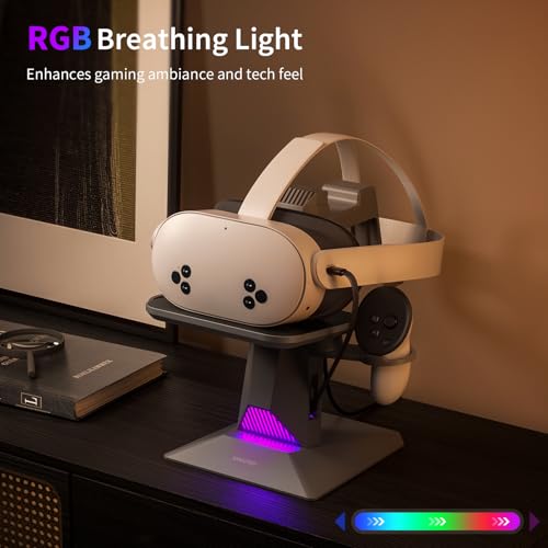 Image of ANNAPRO CD1 Charging Dock for Meta Quest 3S /3, Steam VR /Quest 2, Retractable Charging Cable to Charge VR Headset, RGB Charging Station Accessories Compatible with Elite Strap and Controllers