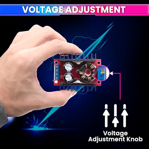 Image of amiciSmart 150W DC to DC Converter - 10A Adjustable Step-Up Boost Converter, 10~32V Input to 12~35V Output, High-Efficiency Power Supply