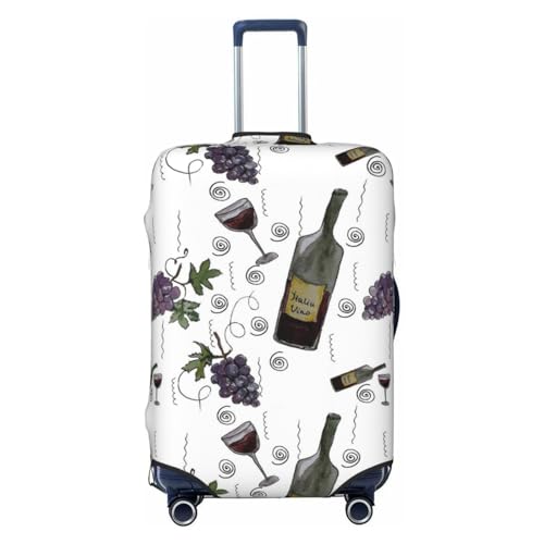 Wine Bottles And Grapes Luggage Cover Washable Elasticated Luggage Covers for Suitcase TSA Approved Stylish Scratch Resistant Luggage Case Protector