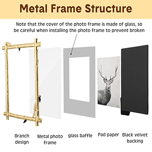 Chunful 4 Pieces 5 X 7 Inch Gold Metal Picture Frames Bamboo Design Metal Frame Vintage Gold Frame Photo With Soft Velvet Backing For Desktop Decorations #TOP4
