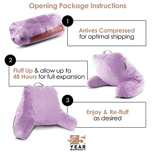 Nestl Reading Pillow Standard Bed Pillow, Back Pillow For Sitting In Bed Shredded Memory Foam Chair Pillow, Reading & Bed Rest Pillows Lavender Back Pillow For Bed, Bed Chair Arm Pillow With Pockets #TOP1