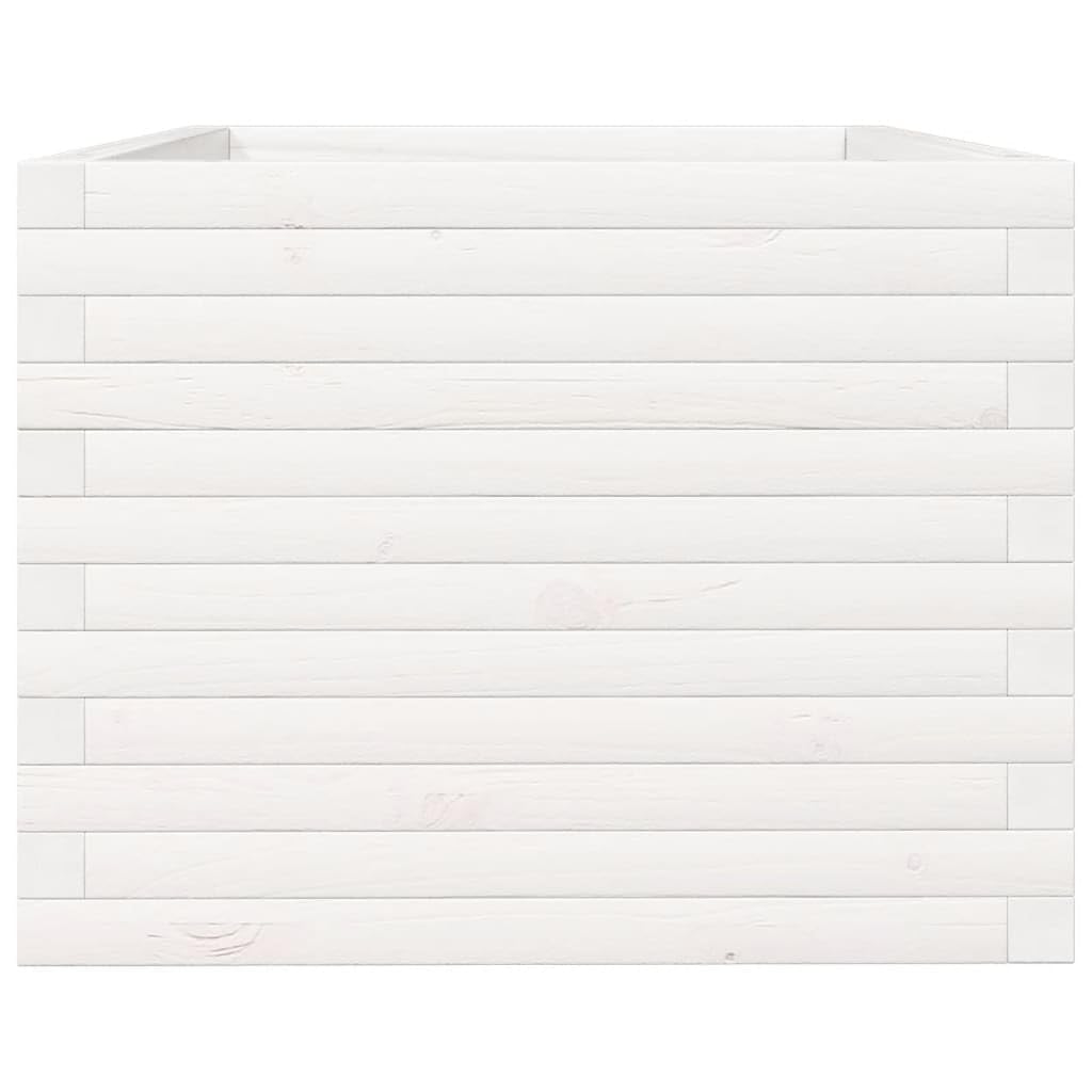 Macetero blanco de pino macizo, 90 x 60 x 45,5 cm, jardinera con suelo abierto para jardín, terraza, balcón, resistente a las heladas, almacenamiento de agua, protección visual, interior y