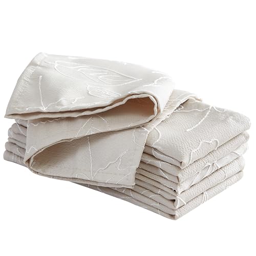 Laura Ashley Set of 6 Raised Embroidered Napkins, Maple Taupe