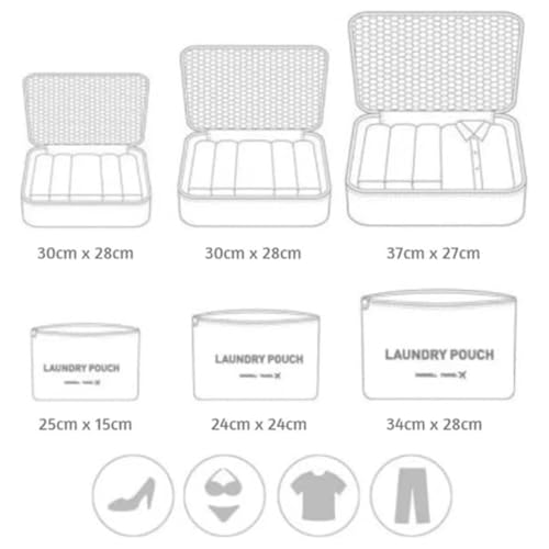 Kit Organizador de Malas para Viagem 6 Peças Conjunto Organizador Completo Bolsas Necessaire Sapatos