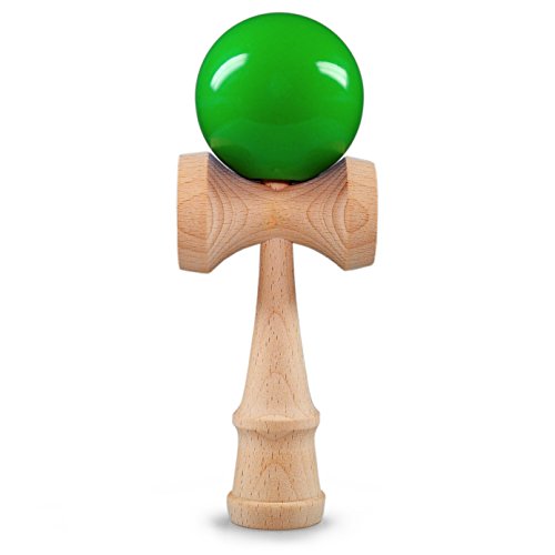 Ganzoo Kendama in faggio Verde e Legno, Giocattolo Tradizionale Giapponese