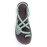 Plaka Palm Leaf Flat Summer Sandals for Women | Perfect for The Beach Walking & Dressy Occasions | Sage Green | Size 9